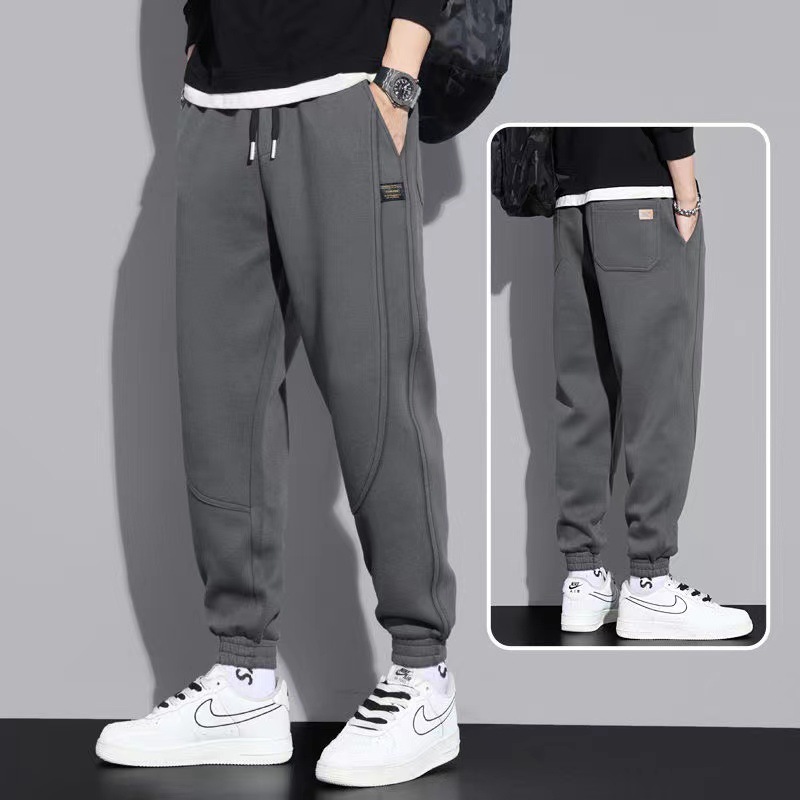 Men's Cotton Sweatpants Loose Fit Jogger Pants with Cuffed Ankle, Casual Spring Trousers