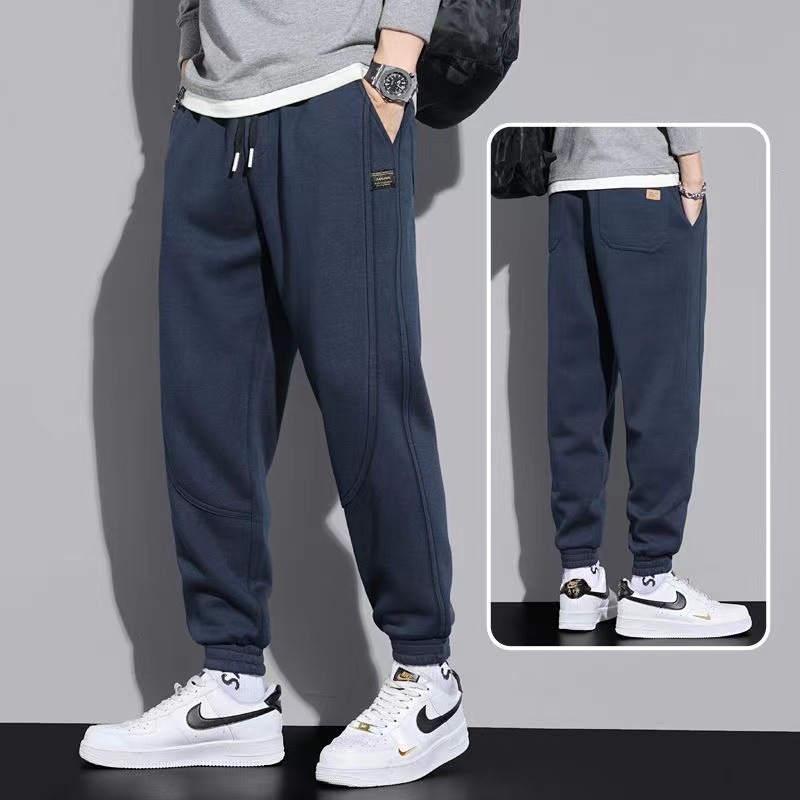 Men's Cotton Sweatpants Loose Fit Jogger Pants with Cuffed Ankle, Casual Spring Trousers