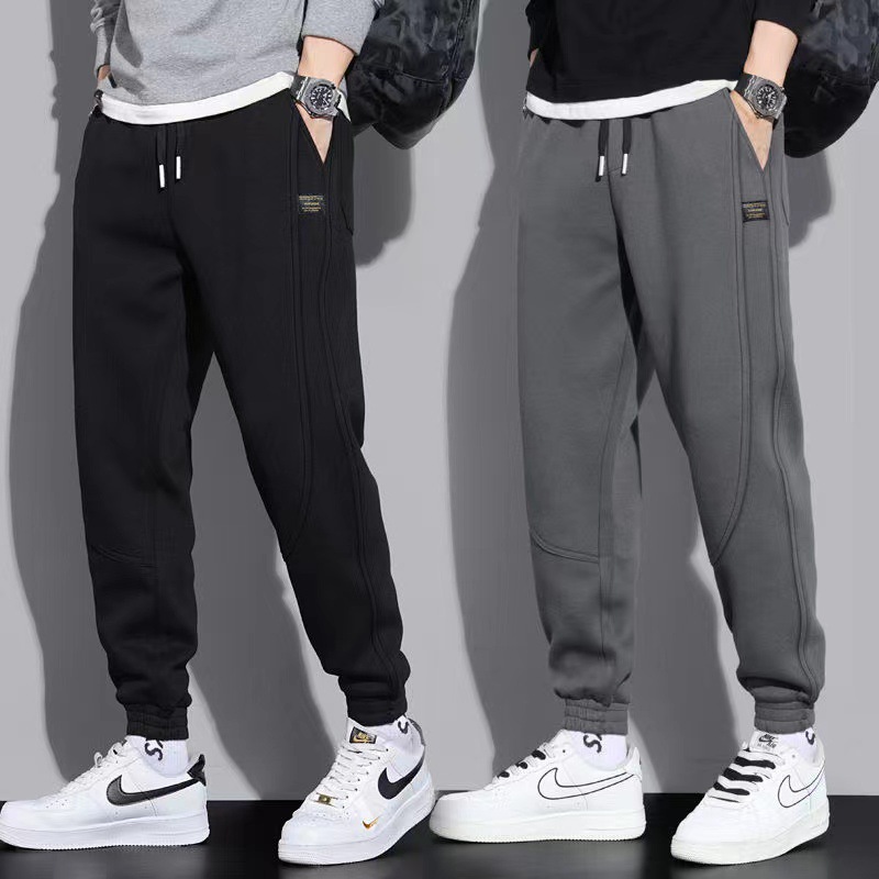 Men's Cotton Sweatpants Loose Fit Jogger Pants with Cuffed Ankle, Casual Spring Trousers