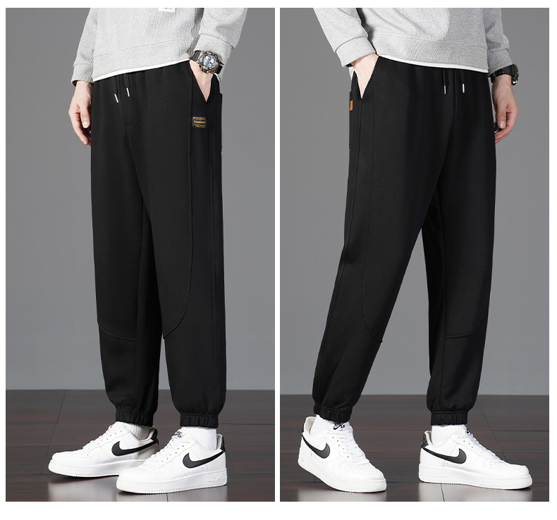Men's Cotton Sweatpants Loose Fit Jogger Pants with Cuffed Ankle, Casual Spring Trousers