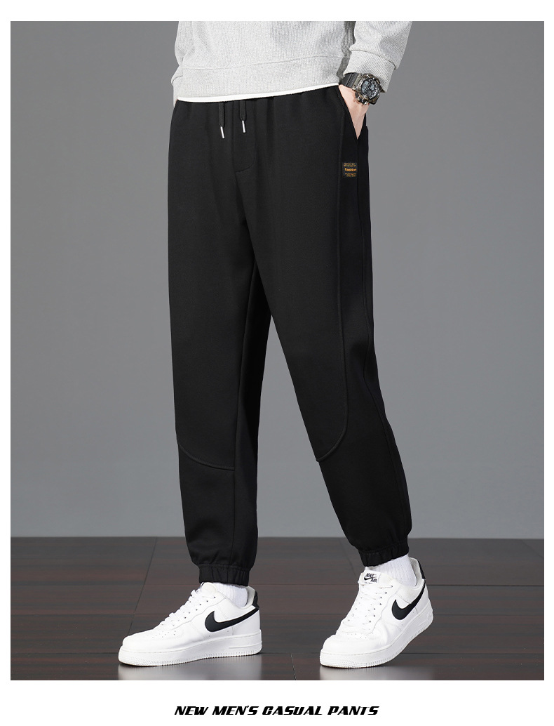 Men's Cotton Sweatpants Loose Fit Jogger Pants with Cuffed Ankle, Casual Spring Trousers