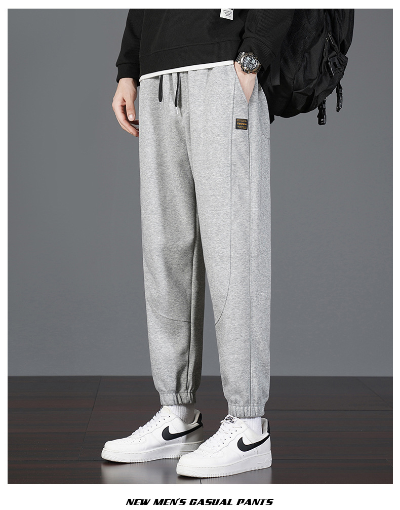 Men's Cotton Sweatpants Loose Fit Jogger Pants with Cuffed Ankle, Casual Spring Trousers