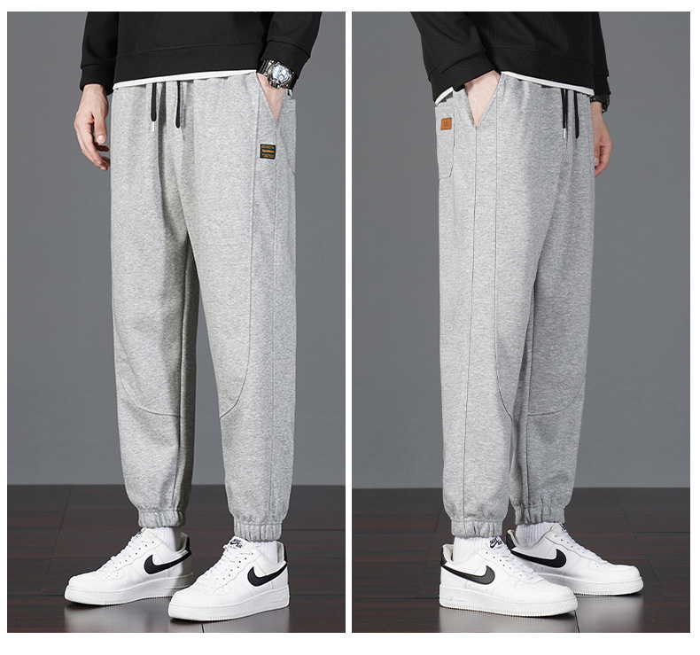 Men's Cotton Sweatpants Loose Fit Jogger Pants with Cuffed Ankle, Casual Spring Trousers