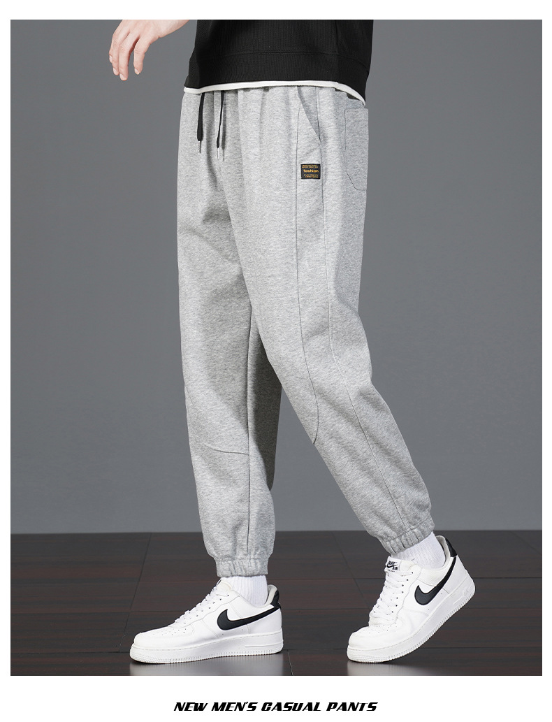 Men's Cotton Sweatpants Loose Fit Jogger Pants with Cuffed Ankle, Casual Spring Trousers