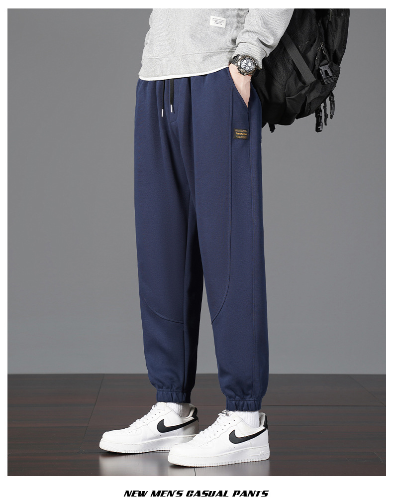 Men's Cotton Sweatpants Loose Fit Jogger Pants with Cuffed Ankle, Casual Spring Trousers