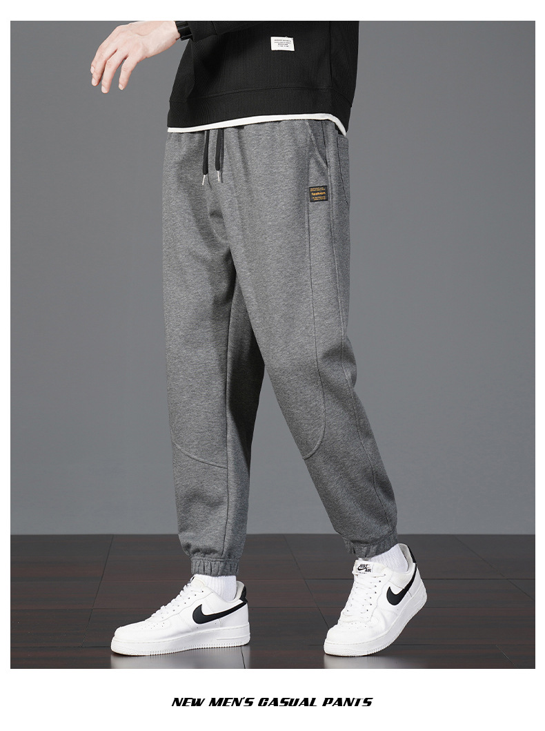 Men's Cotton Sweatpants Loose Fit Jogger Pants with Cuffed Ankle, Casual Spring Trousers