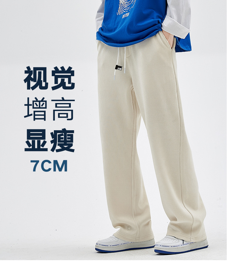 Men's Loose Straight Leg Sweatpants, Thick Cotton Velvet Casual Pants for Spring and Autumn
