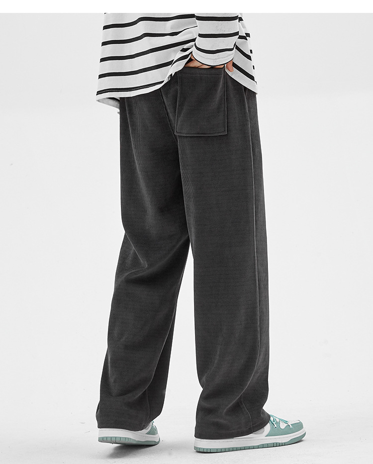 Men's Loose Straight Leg Sweatpants, Thick Cotton Velvet Casual Pants for Spring and Autumn