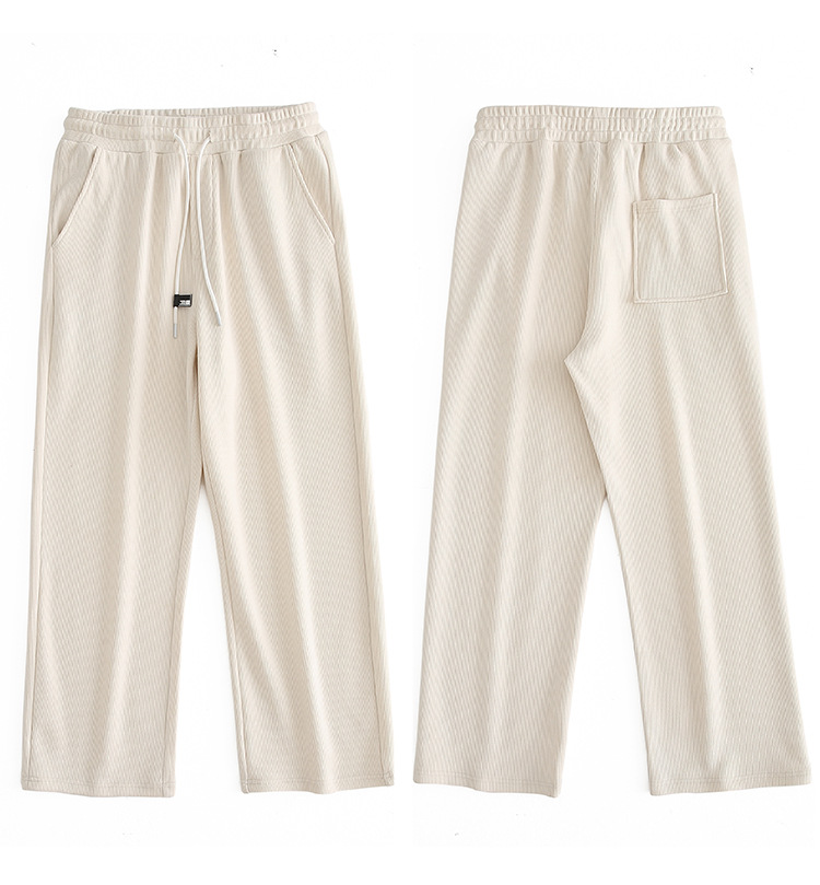 Men's Loose Straight Leg Sweatpants, Thick Cotton Velvet Casual Pants for Spring and Autumn