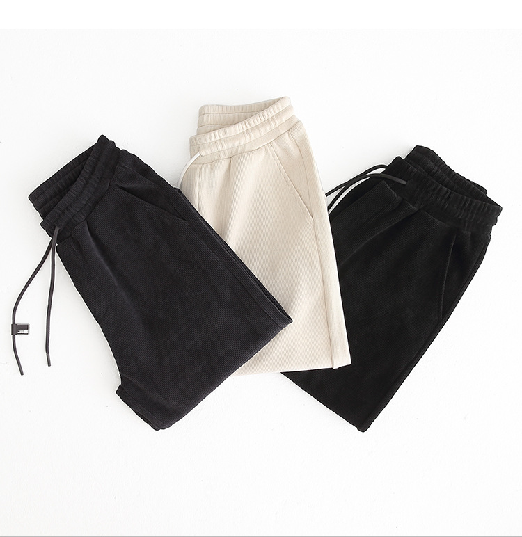 Men's Loose Straight Leg Sweatpants, Thick Cotton Velvet Casual Pants for Spring and Autumn