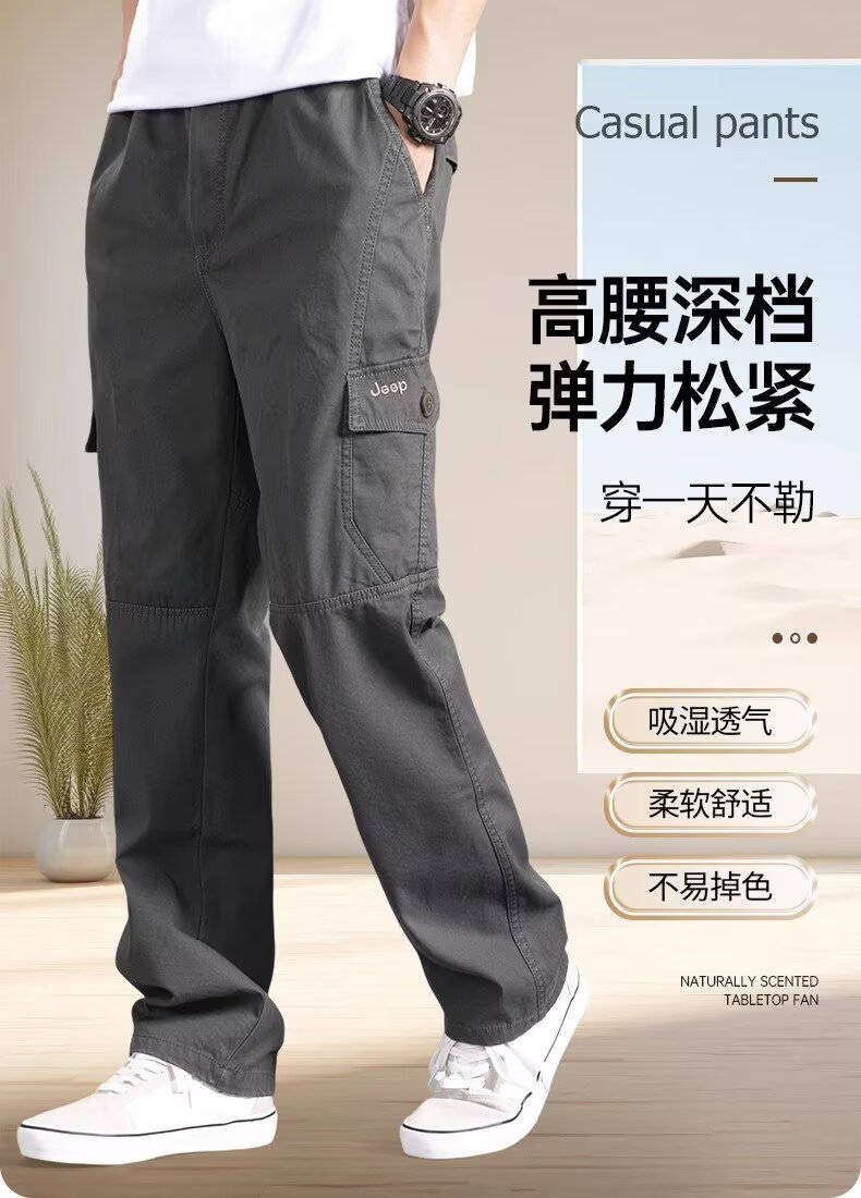 Men's Cargo Pants Straight Leg Multi-Pocket Lightweight Outdoor Spring Autumn Casual Trousers