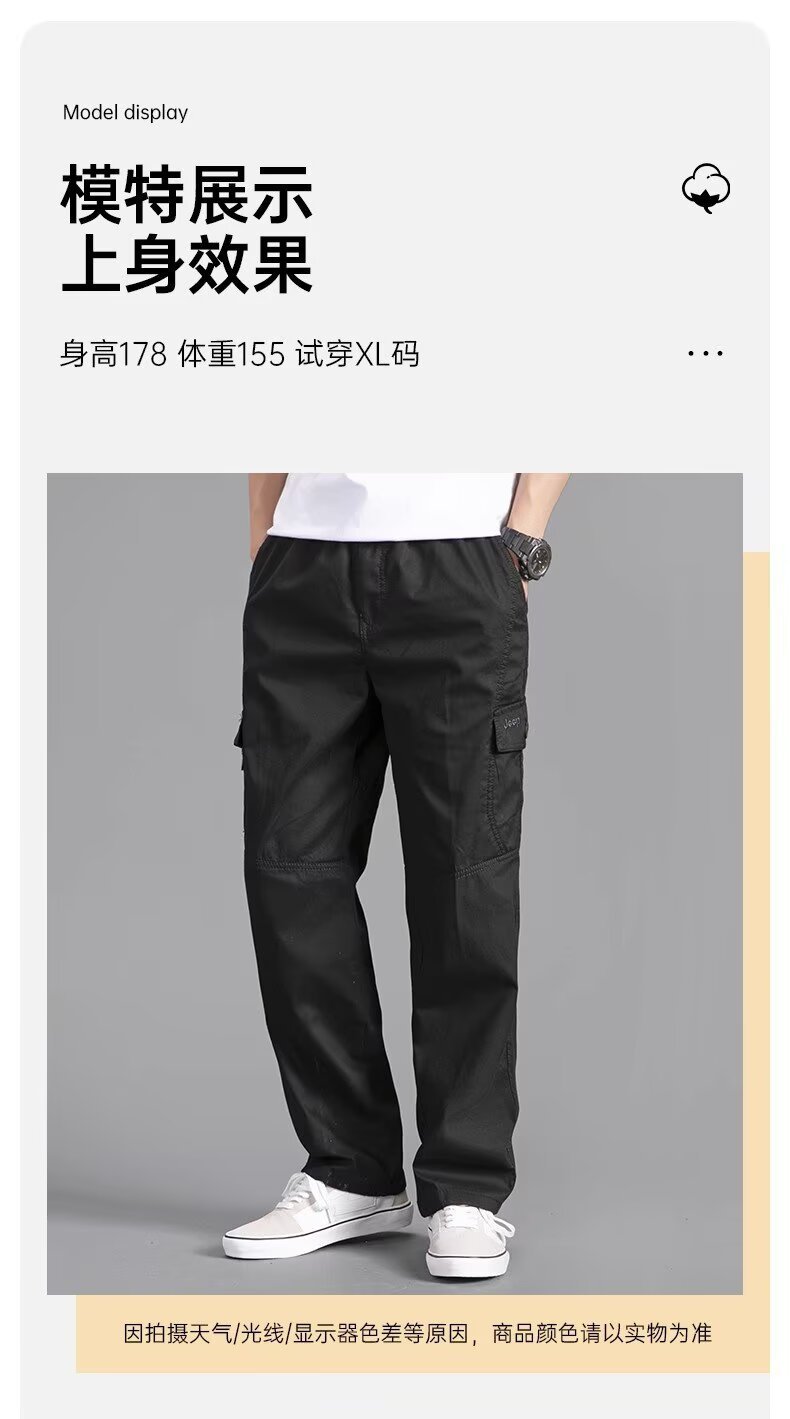 Men's Cargo Pants Straight Leg Multi-Pocket Lightweight Outdoor Spring Autumn Casual Trousers
