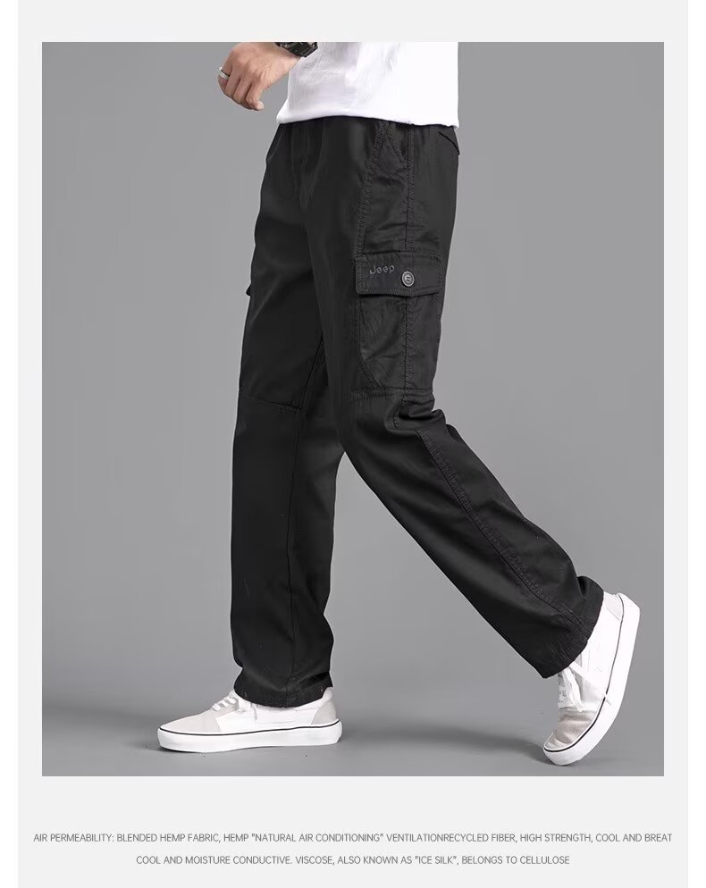 Men's Cargo Pants Straight Leg Multi-Pocket Lightweight Outdoor Spring Autumn Casual Trousers