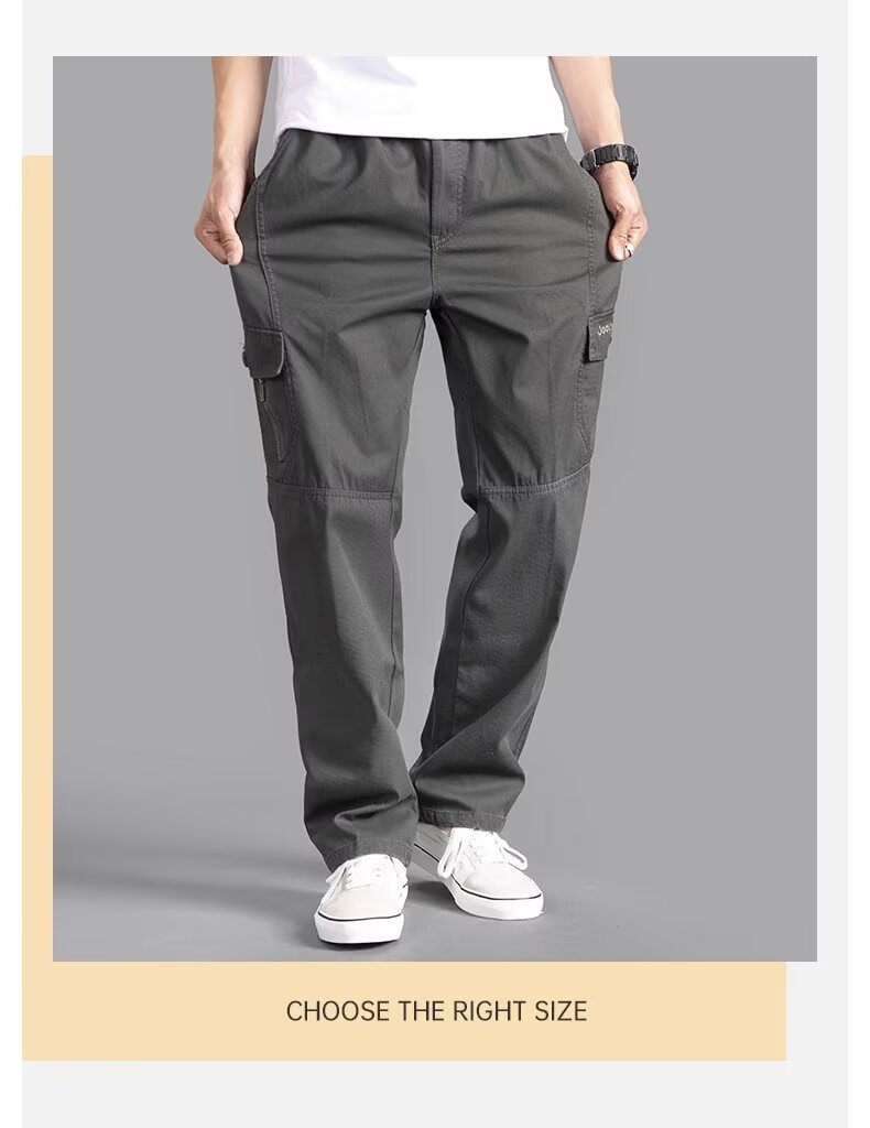 Men's Cargo Pants Straight Leg Multi-Pocket Lightweight Outdoor Spring Autumn Casual Trousers
