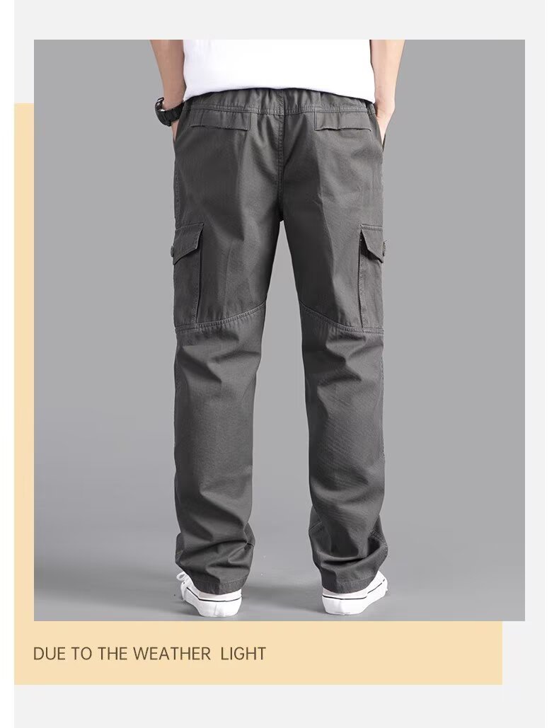 Men's Cargo Pants Straight Leg Multi-Pocket Lightweight Outdoor Spring Autumn Casual Trousers