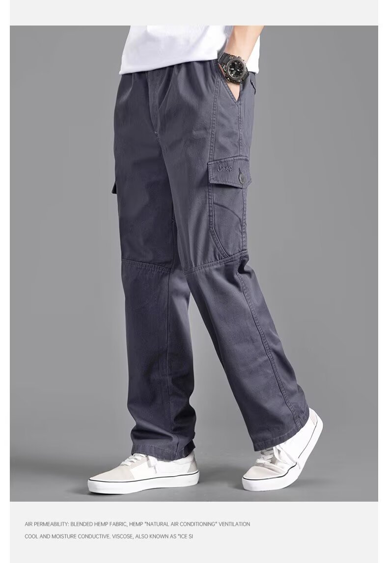 Men's Cargo Pants Straight Leg Multi-Pocket Lightweight Outdoor Spring Autumn Casual Trousers