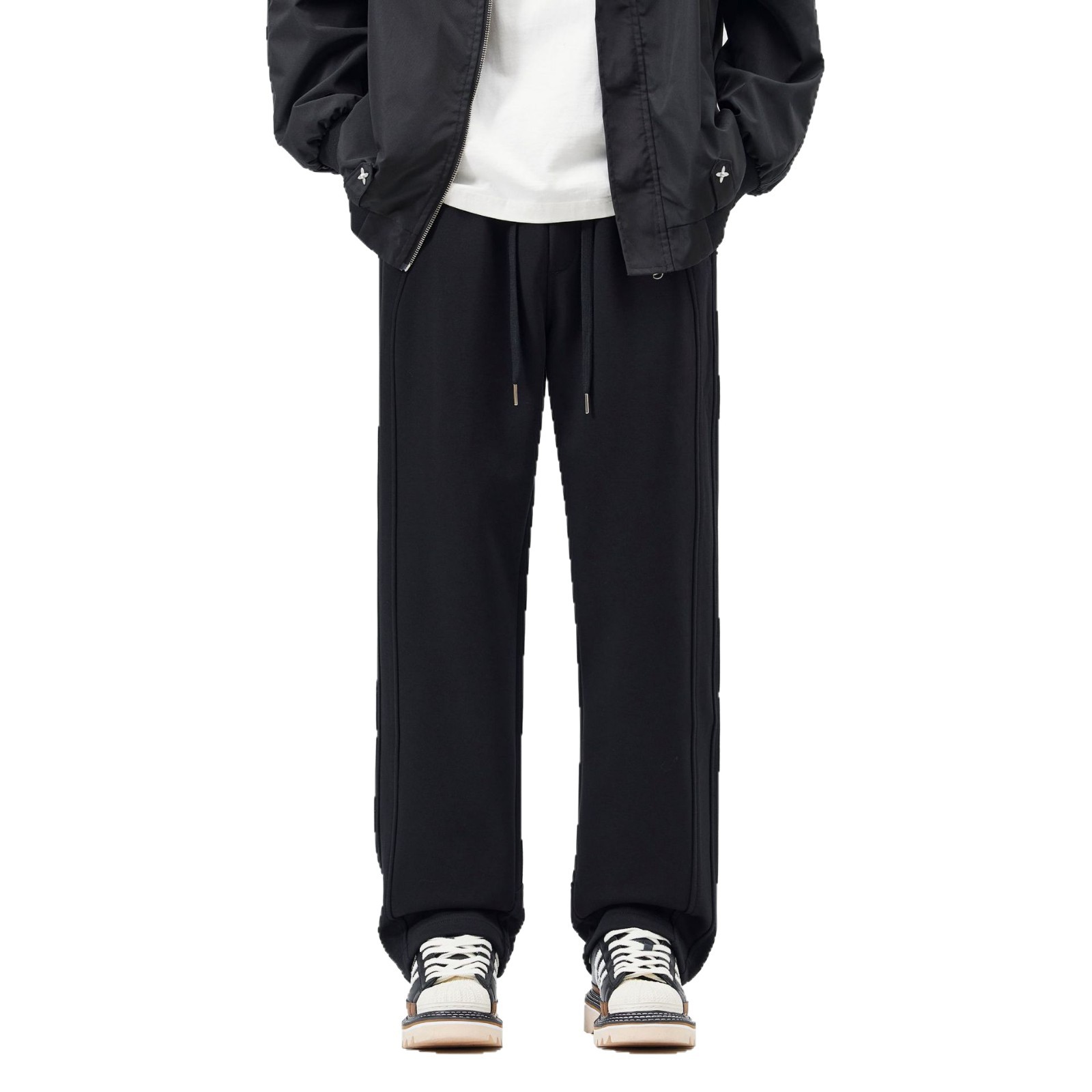 KUKULUKY Men's Thick Straight Leg Casual Pants Loose Fit Solid Color Cotton Blend Trousers for Fall Winter