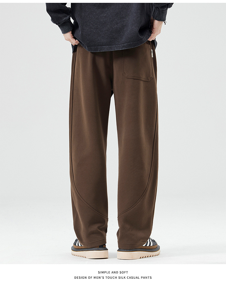 KUKULUKY Men's Thick Straight Leg Casual Pants Loose Fit Solid Color Cotton Blend Trousers for Fall Winter