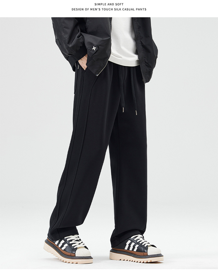 KUKULUKY Men's Thick Straight Leg Casual Pants Loose Fit Solid Color Cotton Blend Trousers for Fall Winter