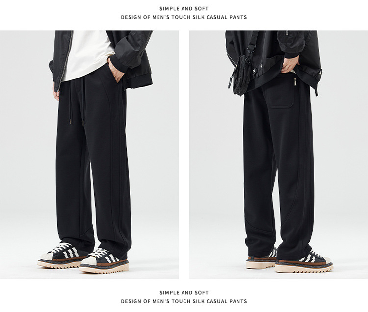 KUKULUKY Men's Thick Straight Leg Casual Pants Loose Fit Solid Color Cotton Blend Trousers for Fall Winter