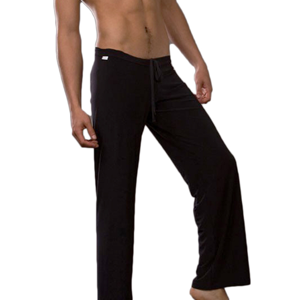 Men's Nylon Ice Silk Loose Lounge Pants, Plus Size Solid Color Drawstring Casual Trousers, Breathable High Stretch
