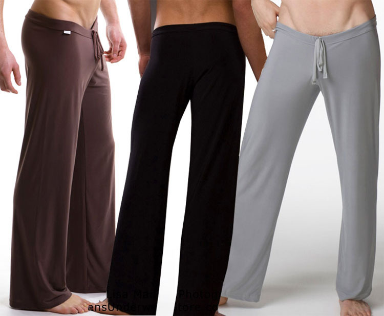 Men's Nylon Ice Silk Loose Lounge Pants, Plus Size Solid Color Drawstring Casual Trousers, Breathable High Stretch