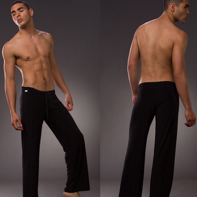 Men's Nylon Ice Silk Loose Lounge Pants, Plus Size Solid Color Drawstring Casual Trousers, Breathable High Stretch