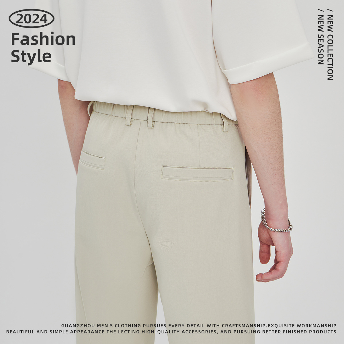 APOCRITA'S Men's Wrinkle-Resistant Straight Leg Casual Trousers, Solid Color Summer Pants