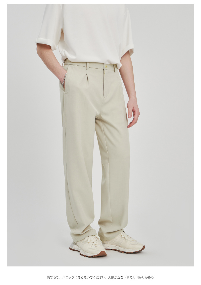 APOCRITA'S Men's Wrinkle-Resistant Straight Leg Casual Trousers, Solid Color Summer Pants
