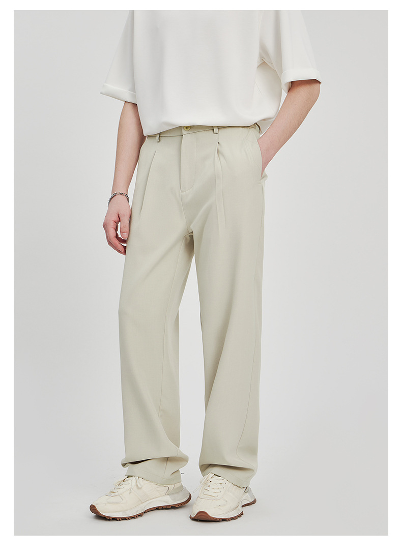 APOCRITA'S Men's Wrinkle-Resistant Straight Leg Casual Trousers, Solid Color Summer Pants