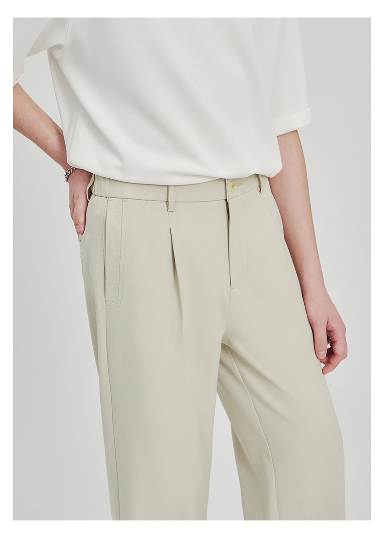 APOCRITA'S Men's Wrinkle-Resistant Straight Leg Casual Trousers, Solid Color Summer Pants