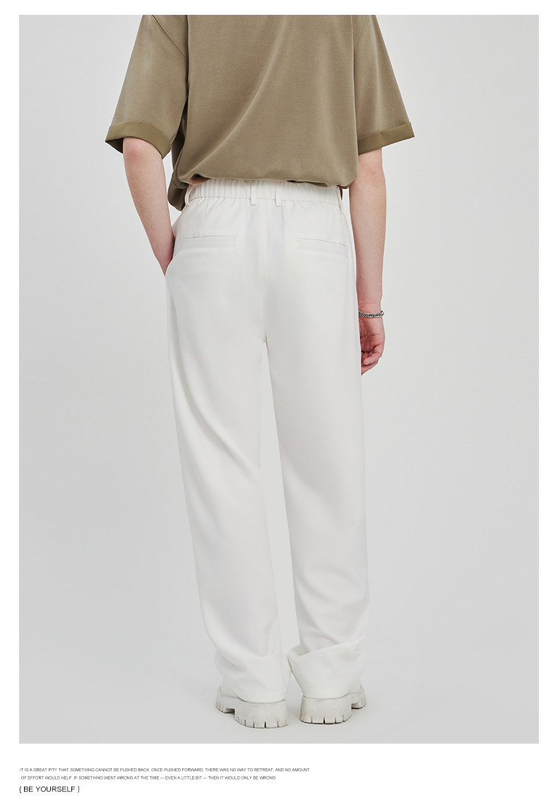 APOCRITA'S Men's Wrinkle-Resistant Straight Leg Casual Trousers, Solid Color Summer Pants