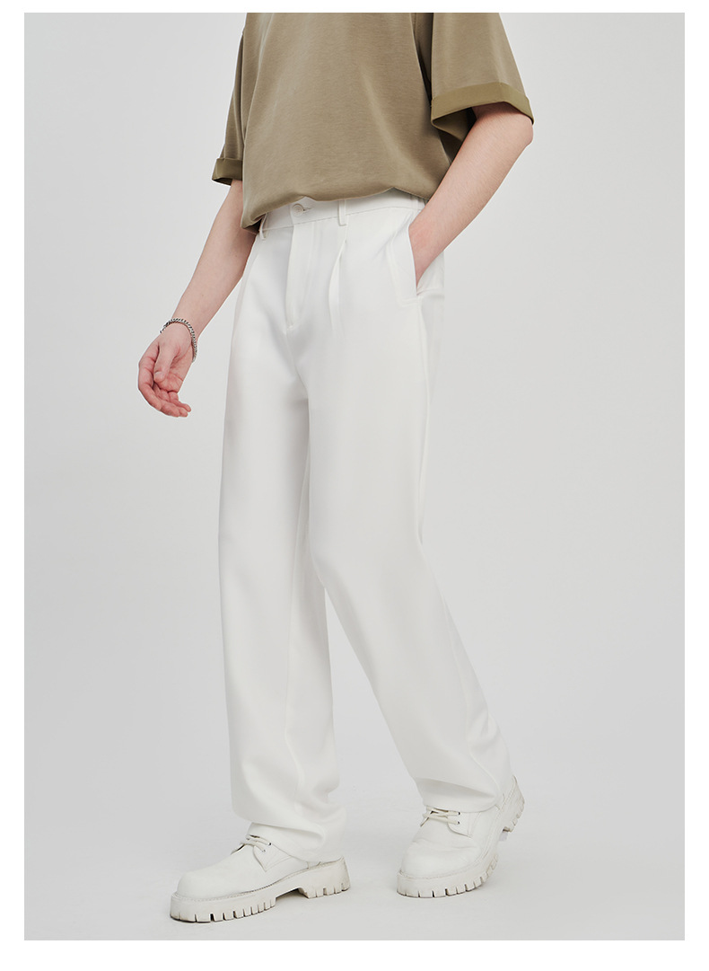 APOCRITA'S Men's Wrinkle-Resistant Straight Leg Casual Trousers, Solid Color Summer Pants