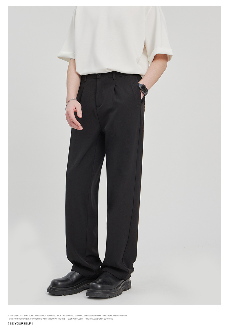 APOCRITA'S Men's Wrinkle-Resistant Straight Leg Casual Trousers, Solid Color Summer Pants