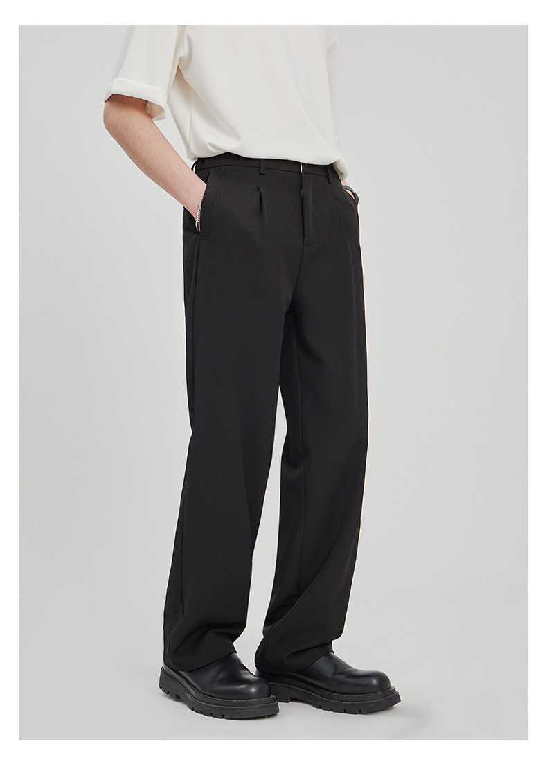 APOCRITA'S Men's Wrinkle-Resistant Straight Leg Casual Trousers, Solid Color Summer Pants