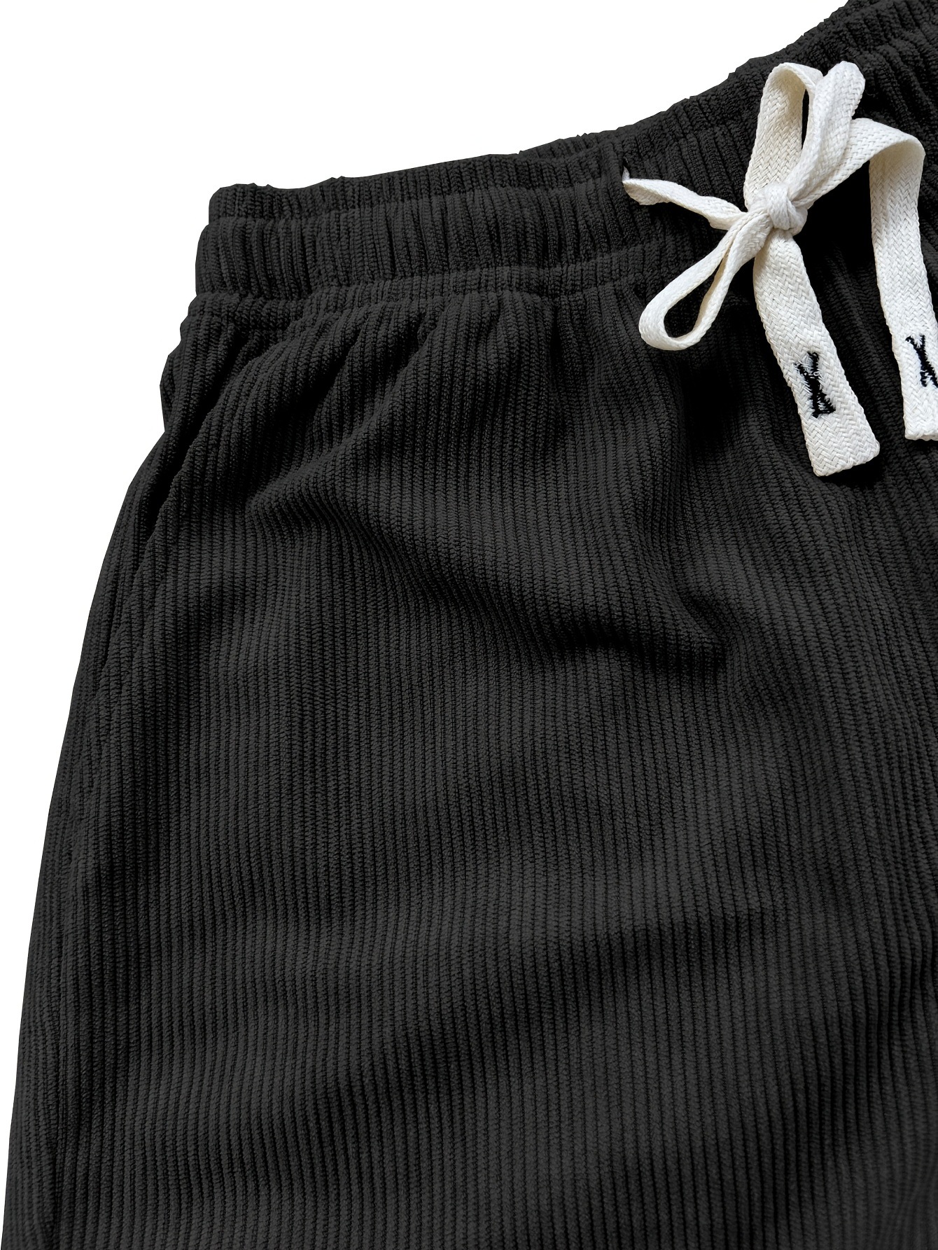 Men Corduroy Straight Leg Pants, Loose Fit Elastic Waist Casual Trousers for Spring and Autumn Outdoor Wear