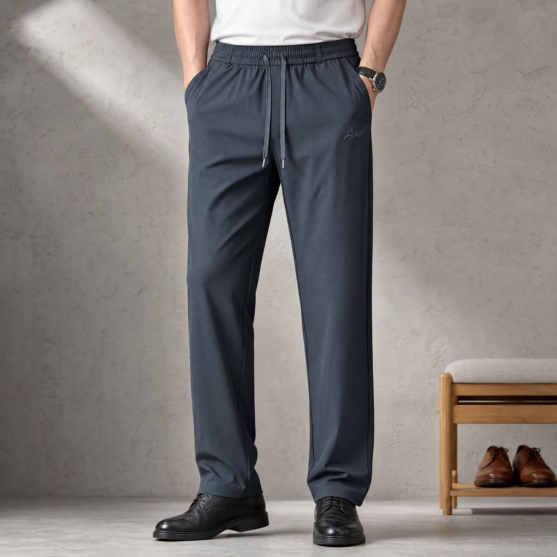 Men's Fleece Lined Straight Leg Sweatpants, High Waist Plus Size Quick Dry Joggers for Fall Casual Wear