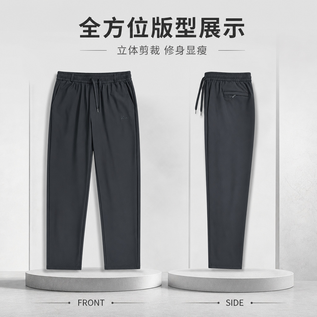 Men's Fleece Lined Straight Leg Sweatpants, High Waist Plus Size Quick Dry Joggers for Fall Casual Wear
