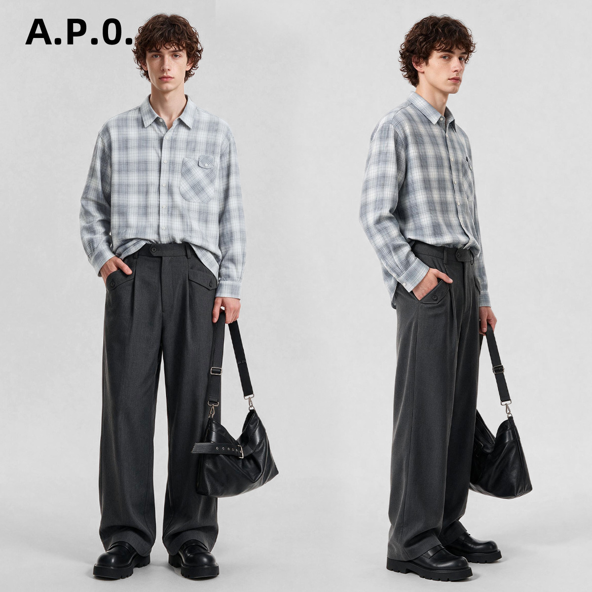APOCRITA'S Men's Straight Leg Casual Pants Wool Blend Wrinkle Resistant Business Trousers
