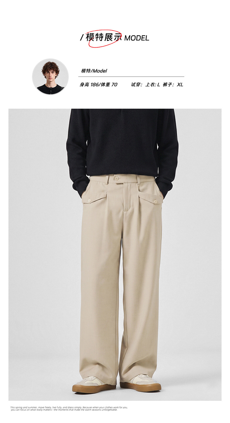 APOCRITA'S Men's Straight Leg Casual Pants Wool Blend Wrinkle Resistant Business Trousers