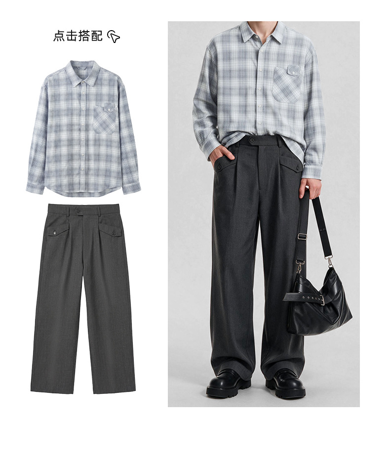 APOCRITA'S Men's Straight Leg Casual Pants Wool Blend Wrinkle Resistant Business Trousers