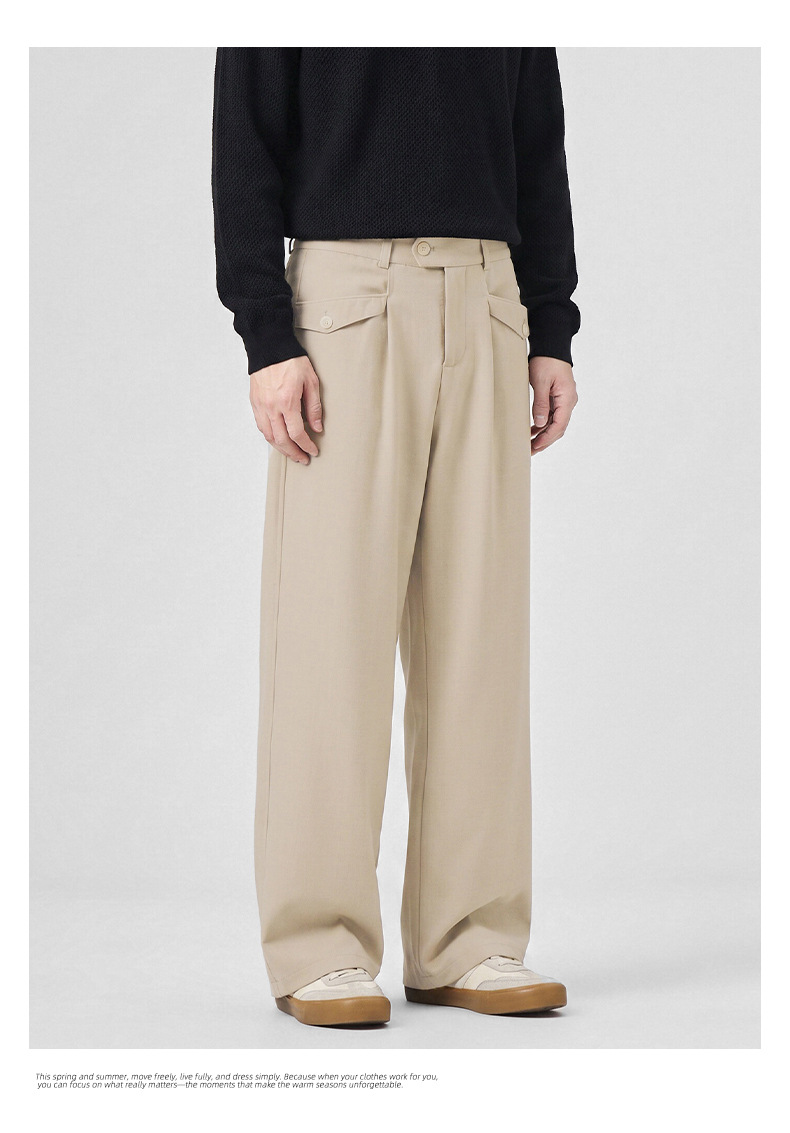 APOCRITA'S Men's Straight Leg Casual Pants Wool Blend Wrinkle Resistant Business Trousers