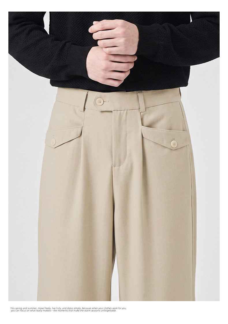 APOCRITA'S Men's Straight Leg Casual Pants Wool Blend Wrinkle Resistant Business Trousers