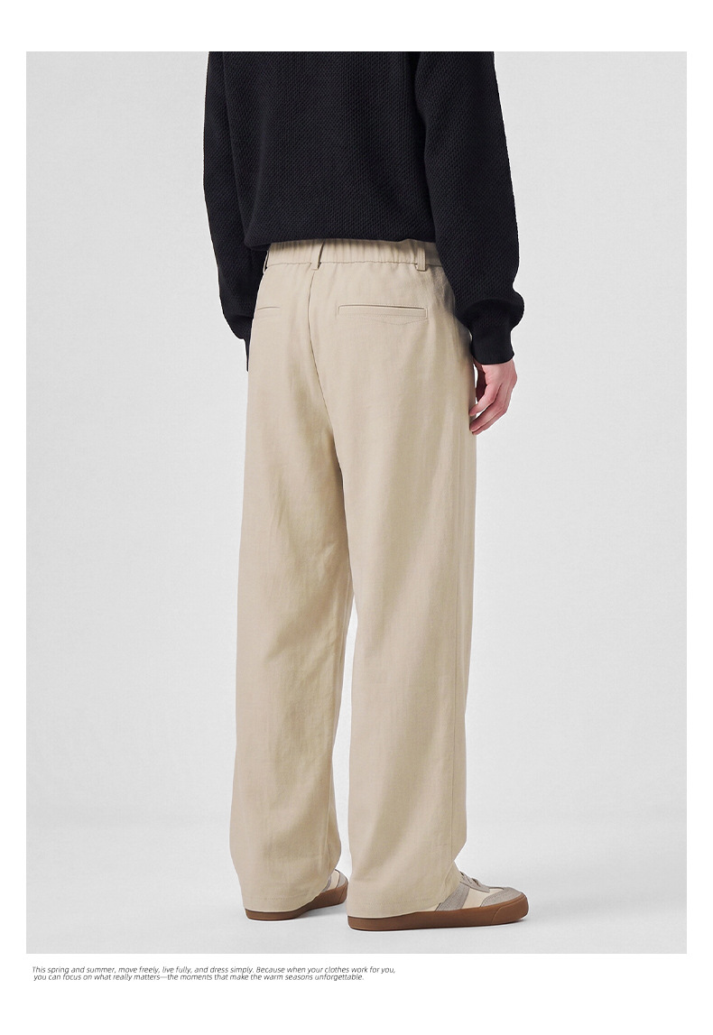 APOCRITA'S Men's Straight Leg Casual Pants Wool Blend Wrinkle Resistant Business Trousers