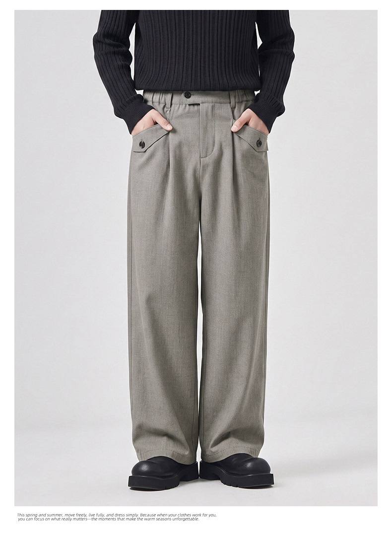 APOCRITA'S Men's Straight Leg Casual Pants Wool Blend Wrinkle Resistant Business Trousers