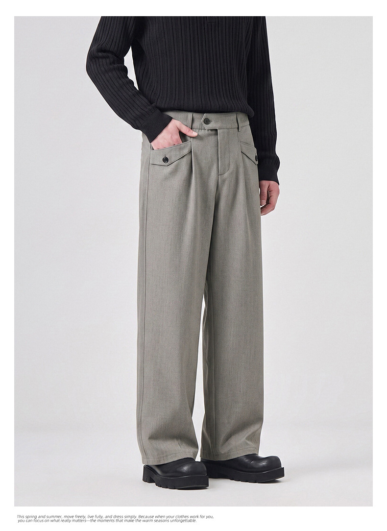 APOCRITA'S Men's Straight Leg Casual Pants Wool Blend Wrinkle Resistant Business Trousers