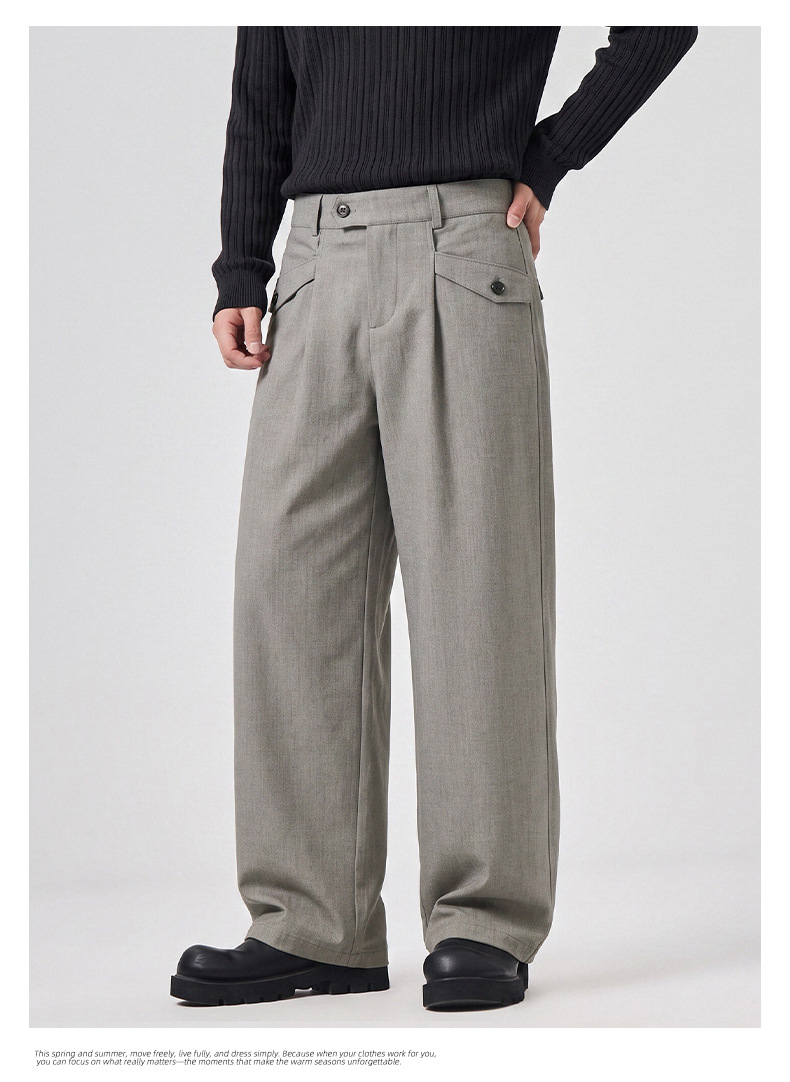 APOCRITA'S Men's Straight Leg Casual Pants Wool Blend Wrinkle Resistant Business Trousers
