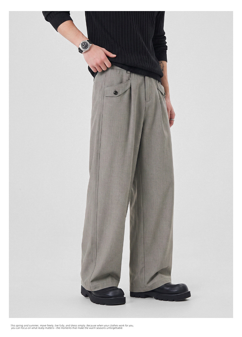 APOCRITA'S Men's Straight Leg Casual Pants Wool Blend Wrinkle Resistant Business Trousers