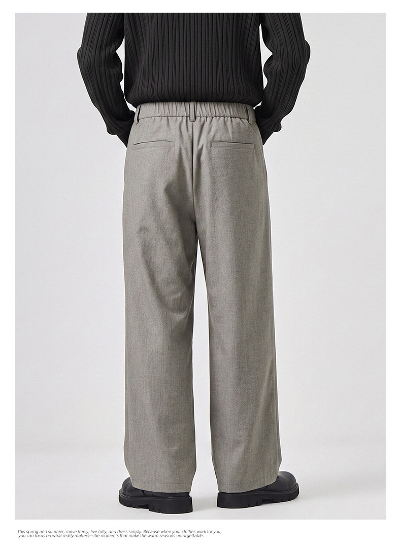 APOCRITA'S Men's Straight Leg Casual Pants Wool Blend Wrinkle Resistant Business Trousers