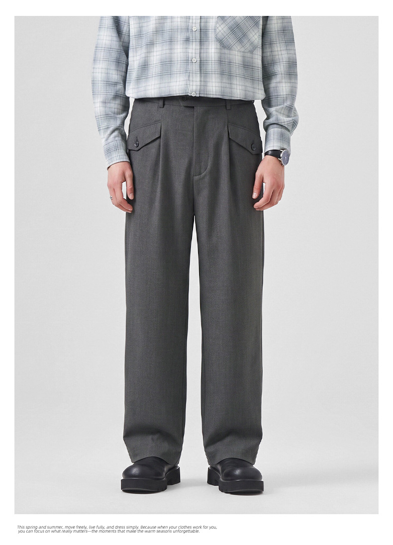 APOCRITA'S Men's Straight Leg Casual Pants Wool Blend Wrinkle Resistant Business Trousers